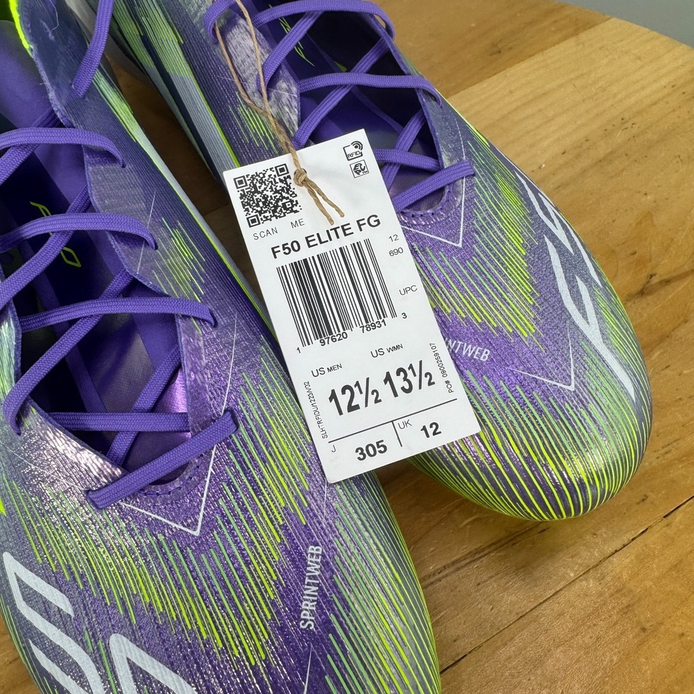 Adidas F50 Elite FG Mens Size 12.5 Purple Silver Soccer Cleats Radiant Blaze NEW - Picture 8 of 9